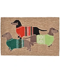 Liora Manne Front Porch Indoor/Outdoor Holiday Hounds Neutral 2' x 3' Area Rug