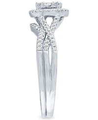 Diamond Square Halo Cluster Bridal Set (1/2 ct. t.w.) 14k White Gold