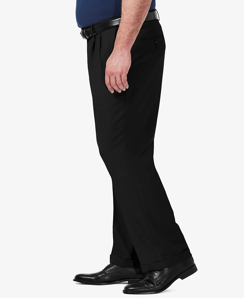 Haggar Men's Big & Tall Premium Comfort Stretch Classic-Fit Solid Pleated Dress Pants