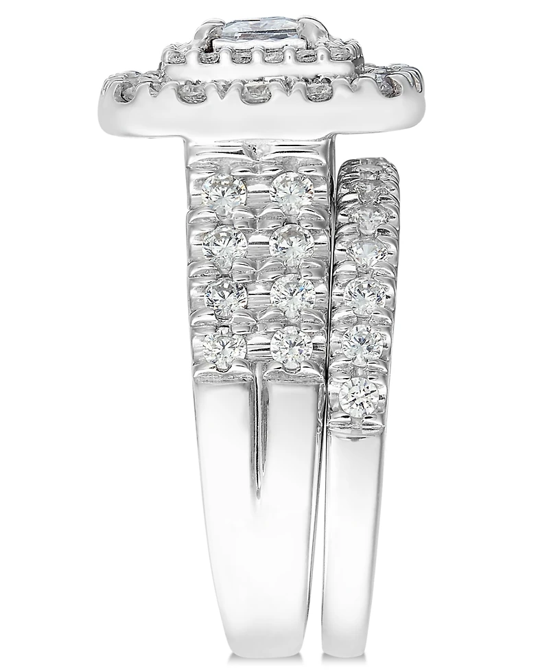 Macy's Diamond Princess Halo Bridal Set Ring (1-1/2 ct. t.w.) in 14k White Gold