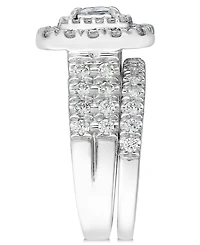 Macy's Diamond Princess Halo Bridal Set Ring (1-1/2 ct. t.w.) in 14k White Gold
