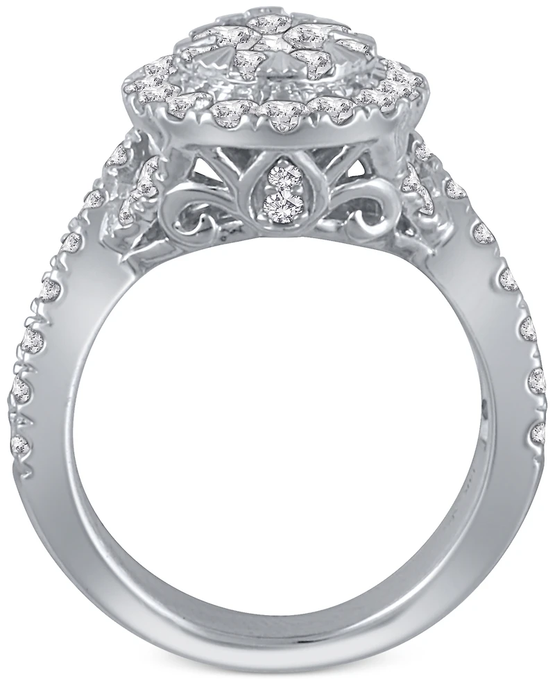 3-Pc. Diamond Pear Cluster Bridal Set (2 ct. t.w.) in 14k White Gold