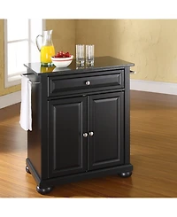 Alexandria Solid Black Granite Top Portable Kitchen Island