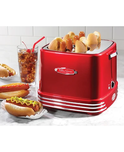 Nostalgia RHDT800RETRORED 4 Hot Dogs & Buns Pop-Up Toaster