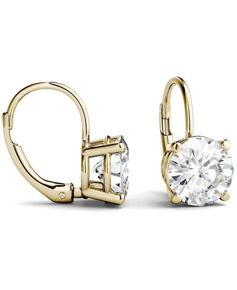 Moissanite Leverback Earrings (3 ct. t.w. Diamond Equivalent) 14k White or Yellow Gold