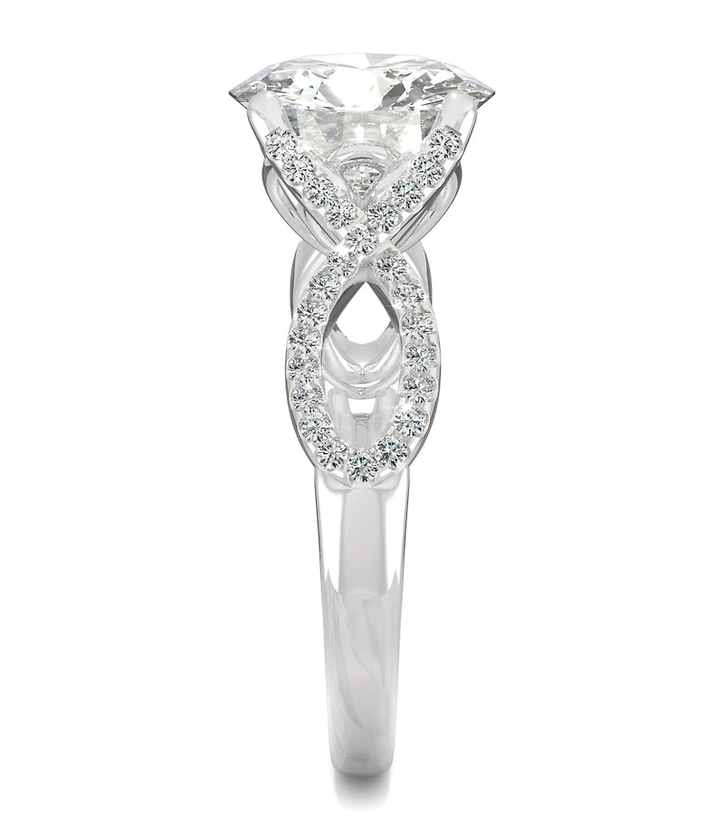 Moissanite Round Twisted Shank Ring (2-9/10 ct. tw. Diamond Equivalent) 14k White Gold