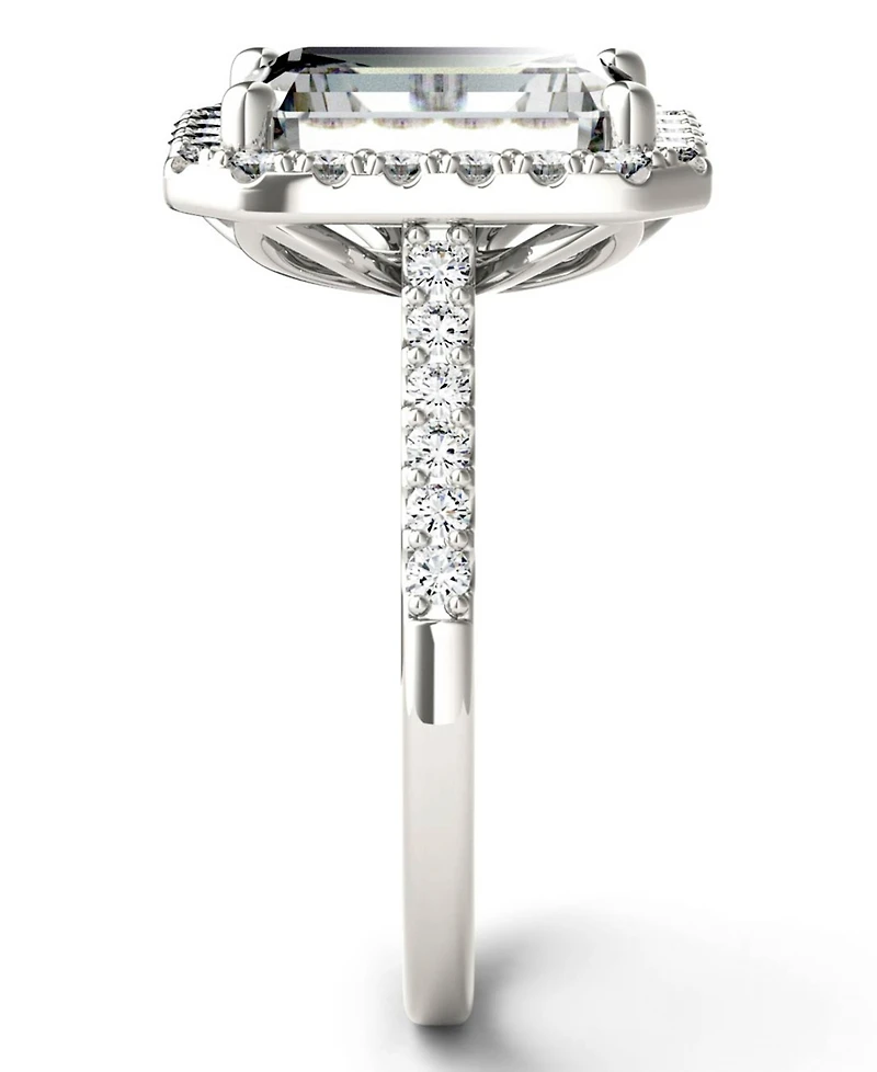 Moissanite Emerald Halo Ring (4 ct. tw. Diamond Equivalent) 14k White Gold