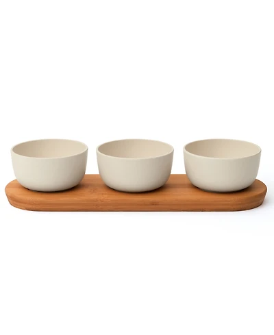 BergHOFF Leo Collection 3 Piece Bowl Set with Bamboo Tray