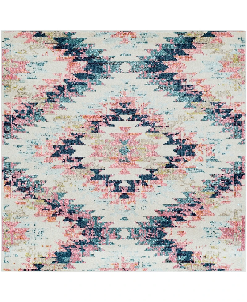 Livabliss Anika Ani-1027 White 6'7" Square Area Rug