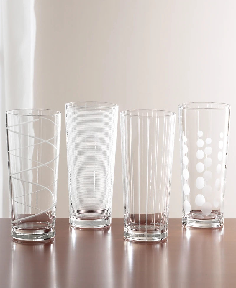Mikasa Cheers Patterned Highball Glasses, Set of 4