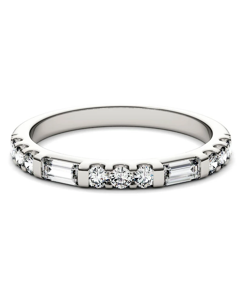 Moissanite Round and Baguette Stackable Ring (1/2 ct. tw. Diamond Equivalent) 14k White Gold
