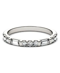Moissanite Round and Baguette Stackable Ring (1/2 ct. tw. Diamond Equivalent) 14k White Gold