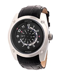 Heritor Automatic Daniels Silver & Black Leather Watches 43mm