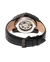 Heritor Automatic Daniels Black Leather Watches 43mm