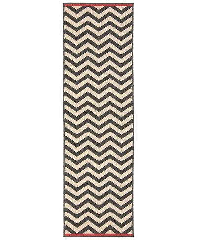 Closeout! Livabliss Alfresco Alf-9646 Black 2'3" x 11'9" Runner Area Rug, Indoor/Outdoor