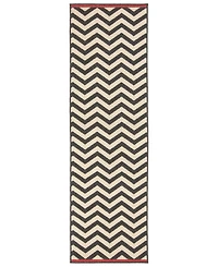 Closeout! Livabliss Alfresco Alf-9646 Black 2'3" x 11'9" Runner Area Rug, Indoor/Outdoor