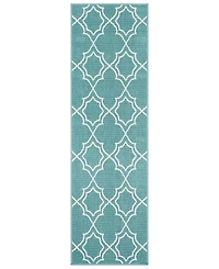 Livabliss Alfresco Alf-9653 Teal 2'3" x 11'9" Runner Area Rug, Indoor/Outdoor