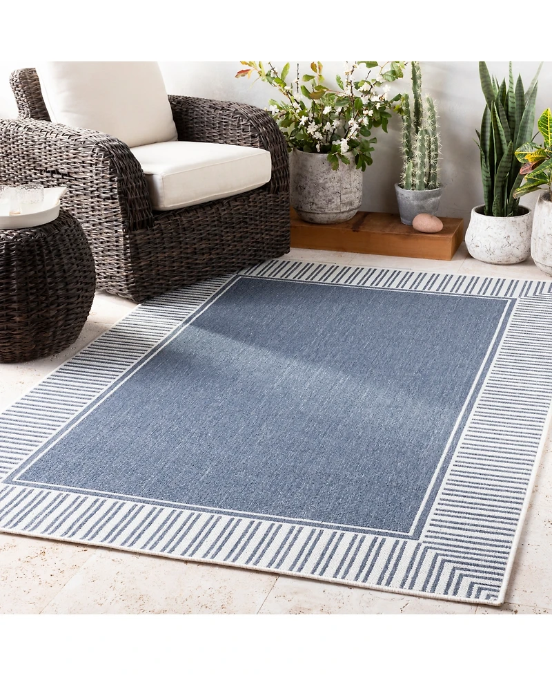 Livabliss Alfresco Alf-9682 Charcoal 5'3" Round Area Rug, Indoor/Outdoor