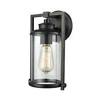 Frampton 1 Light Outdoor Wall Sconce in Aged Bronze with Clear Glass