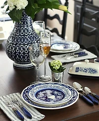 Euro Ceramica Blue Garden 16 Pc. Dinnerware Set, Service for 4