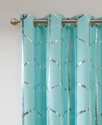 Intelligent Design Raina Total Blackout Metallic Print Grommet Top Curtain Single Panel