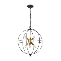 Loftin 6 Light Chandelier in Oil Rubbed Bronze with Satin Brass Accents