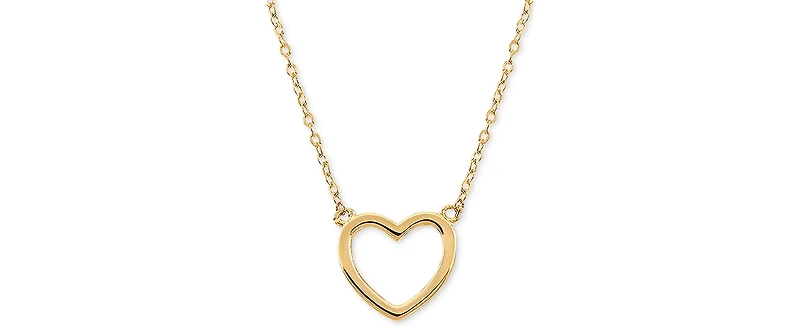 Open Heart 17" Pendant Necklace in 10k Gold