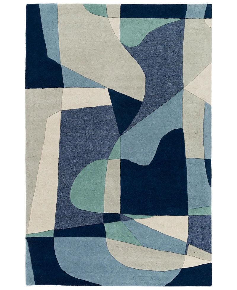 Livabliss Forum Fm-7195 Teal 6' x 9' Area Rug
