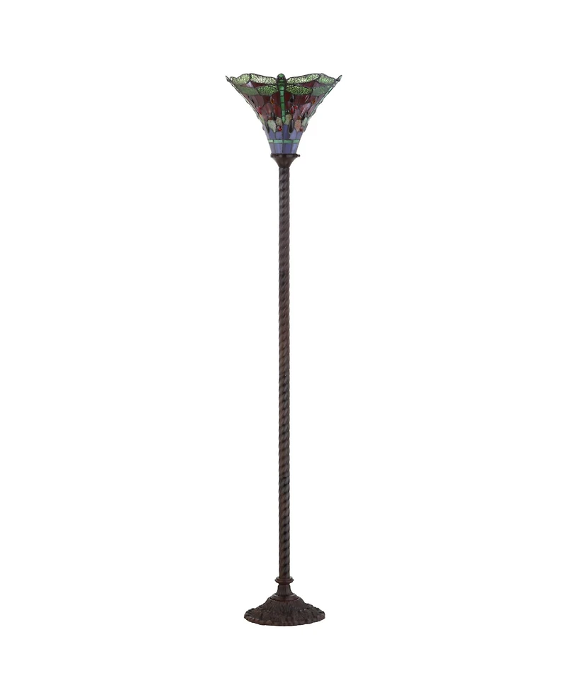 Jonathan Y Dragonfly Tiffany-Torchiere Floor Lamp