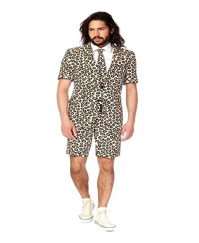 OppoSuits Men's Summer Suit - Animal Print Outfit Slim Fit Includes Short Sleeved Blazer Shorts and Tie