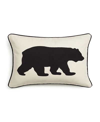 Eddie Bauer Bear Applique Grey Felt Decorative Pillow, 16" x 20"