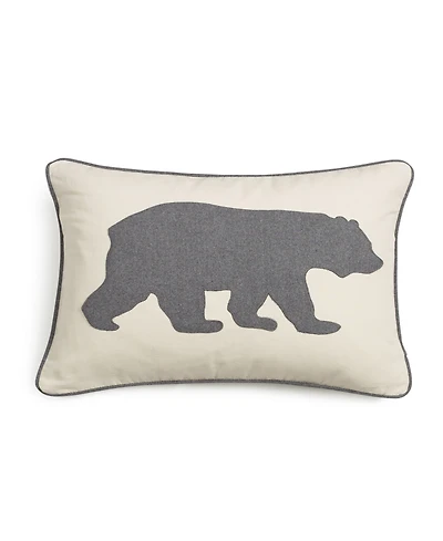 Eddie Bauer Bear Applique Grey Felt Decorative Pillow, 16" x 20"