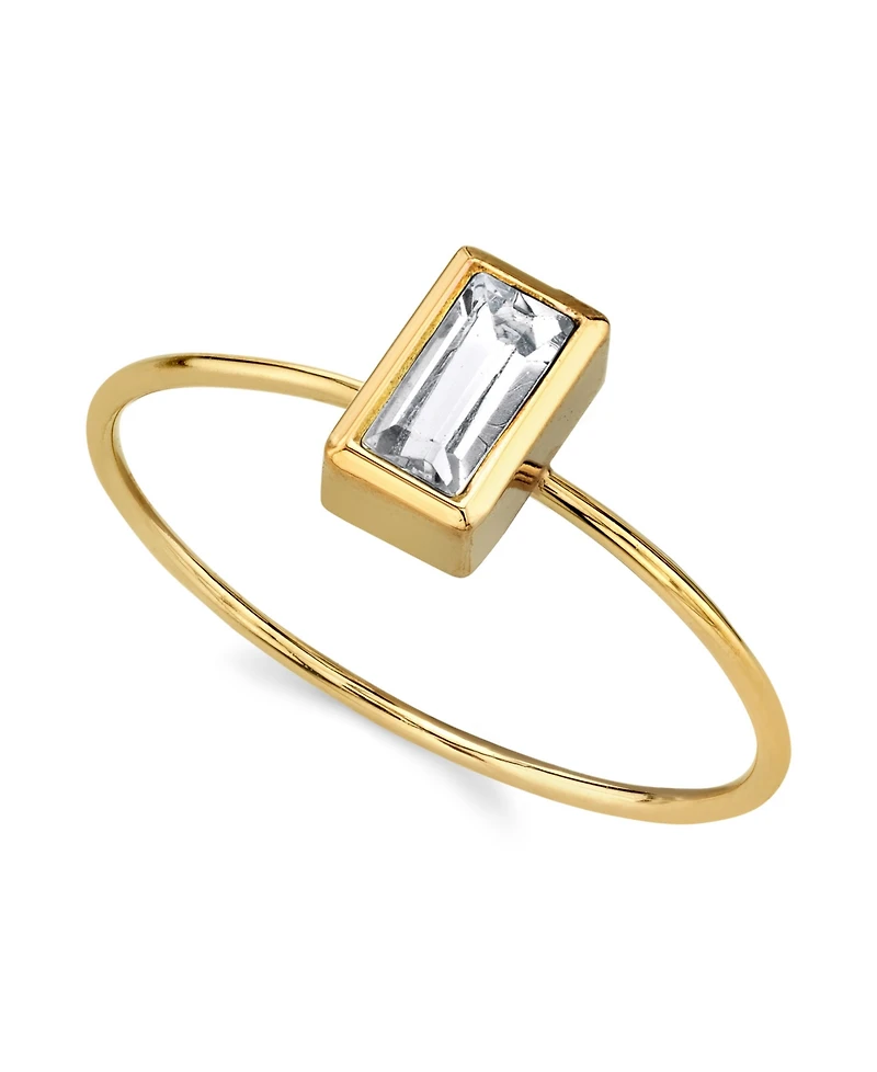 2028 14K Gold-tone Rectangle Crystal Ring