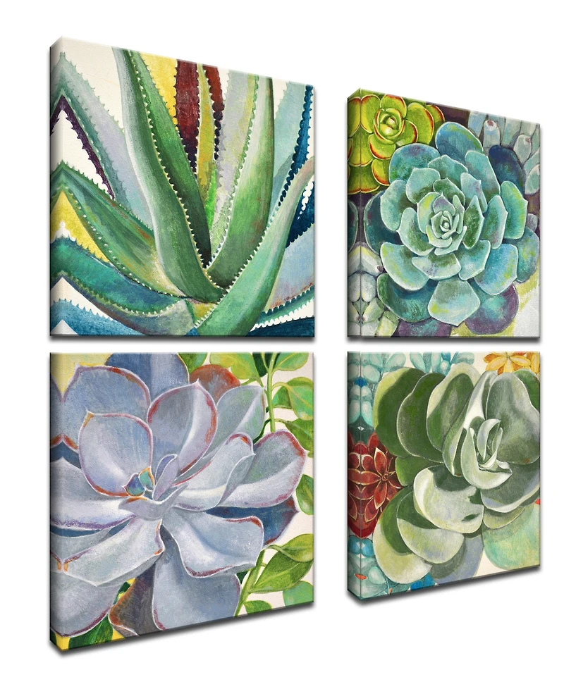 Ready2HangArt 'Botanical Bliss' 4 Piece Floral Canvas Wall Art Set, 24x24"