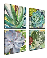 Ready2HangArt 'Botanical Bliss' 4 Piece Floral Canvas Wall Art Set, 24x24"
