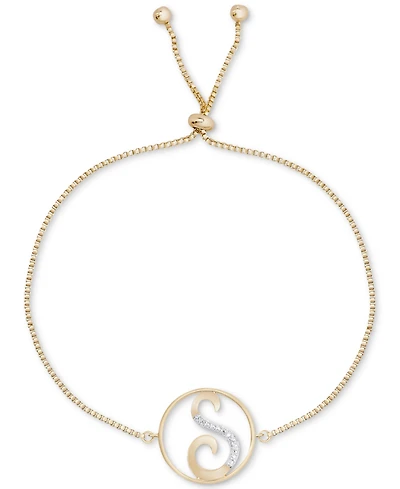 Diamond Accent Initial Bolo Bracelet in 18k Gold-Plate