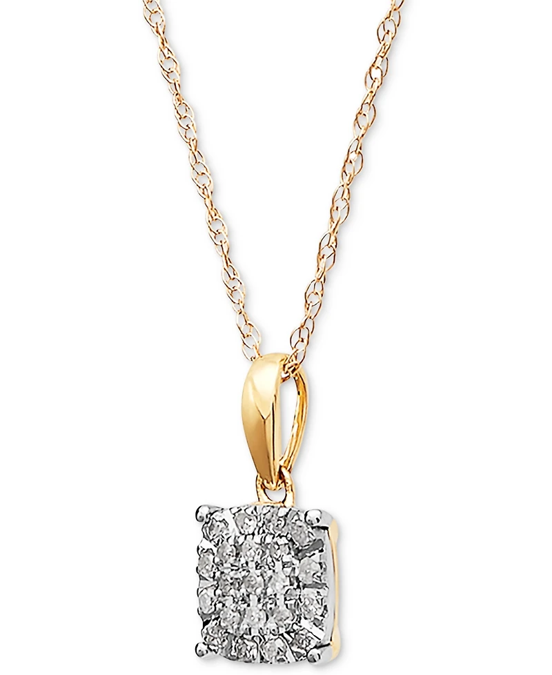 Diamond Cluster 18" Pendant Necklace (1/10 ct. t.w.) in 10k Gold