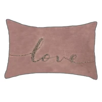 Edie@Home Celebrations Beaded Love Lumbar Decorative Pillow, 12" x 18"