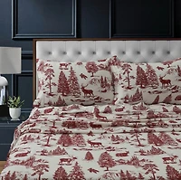 Tribeca Living Mountain Toile Heavyweight Flannel Extra Deep Pocket Sheet Set