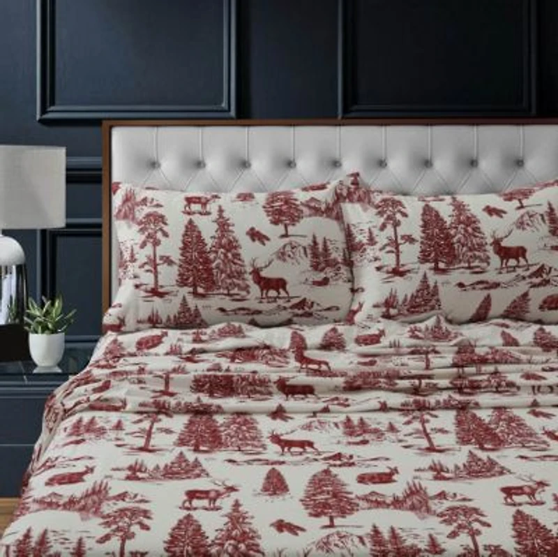 Tribeca Living Mountain Toile Heavyweight Flannel Sheet Sets