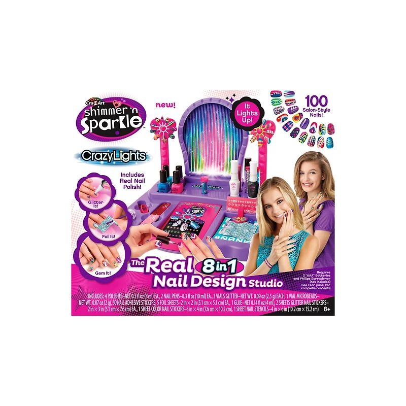 Cra Z Art Shimmer N Sparkle Crazy Lights The Real 8 in 1 Nail Design Studio