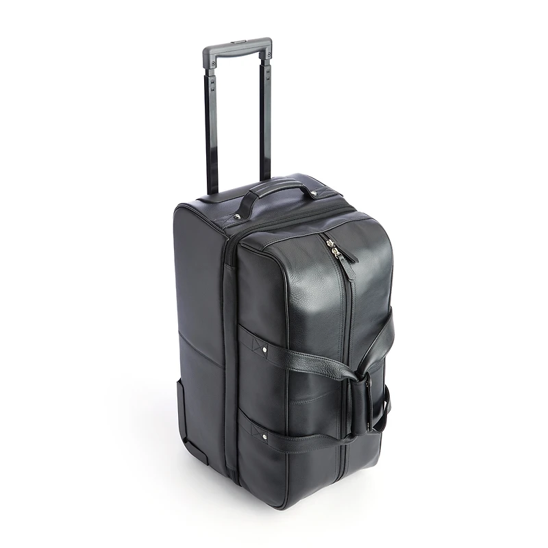 Royce New York Pebbled Leather Rolling Weekender Duffel Bag
