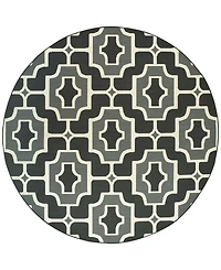 Oriental Weavers Marina 1491Z Black/Gray 7'10" Indoor/Outdoor Round Area Rug