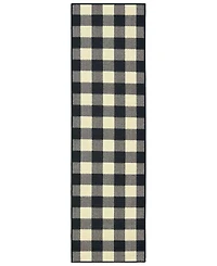 Oriental Weavers Marina 1932K Black/Ivory 2'3" x 7'6" Indoor/Outdoor Runner Area Rug