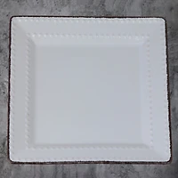 Lorren Home Trends 16 Piece Square Beaded Stoneware Dinnerware set, Service for 4