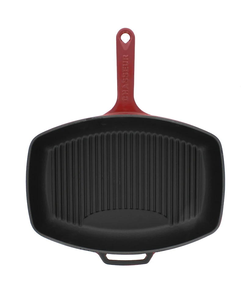 Chasseur French Rectangular Enameled Cast Iron 12" Grill Pan