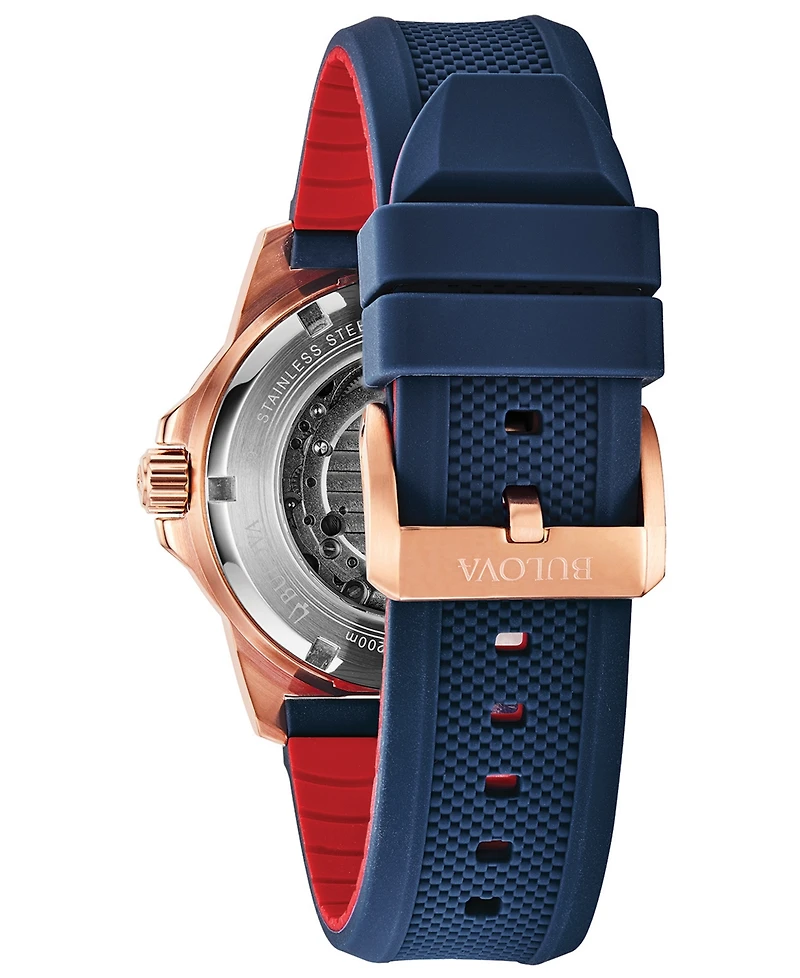 Bulova Men's Automatic Marine Star Blue Silicone Strap Watch 45mm