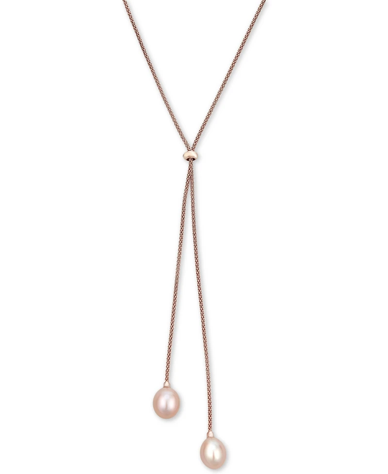 Cultured Freshwater Pearl (9-1/2mm) 36" Adjustable Lariat Necklace in Sterling Silver