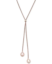 Cultured Freshwater Pearl (9-1/2mm) 36" Adjustable Lariat Necklace in Sterling Silver