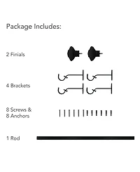 Elrene Home Fashions Florence 1" Diameter Adjustable Curtain Rod Set with Decorative Square Finials